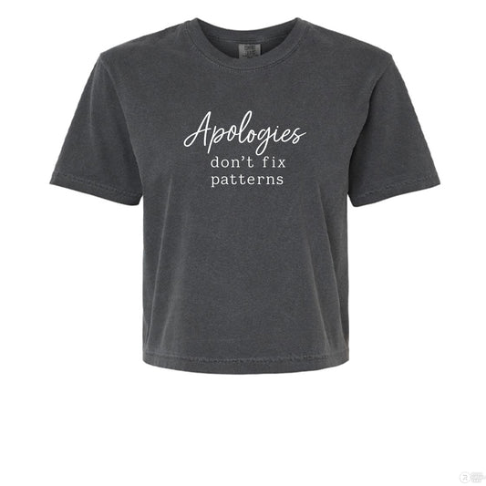 Apologies Don’t Fix Patterns Product: Comfort Colors 3023CL Women's Heavyweight Boxy T-Shirt - Southern Cameaux